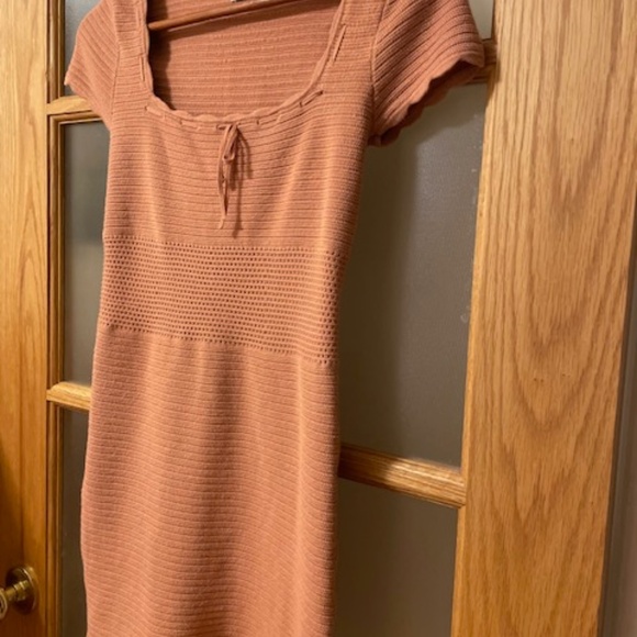 Wilfred | Reception Dress | Pointelle Knit Mini | Soft Terracotta | Size S - Picture 7 of 8